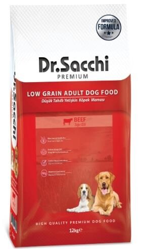 Dr.sacchi Premium Düşük Tahıllı Sığır Etli Yetişkin Köpek Maması 12 KG | SRC: Barcode: 8690286594694